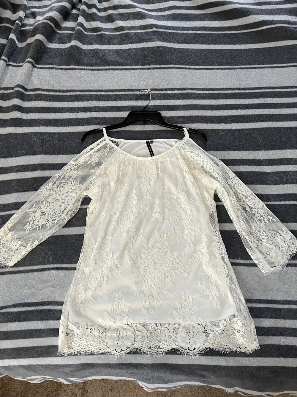 Ivory Lace Cold-Shoulder Blouse